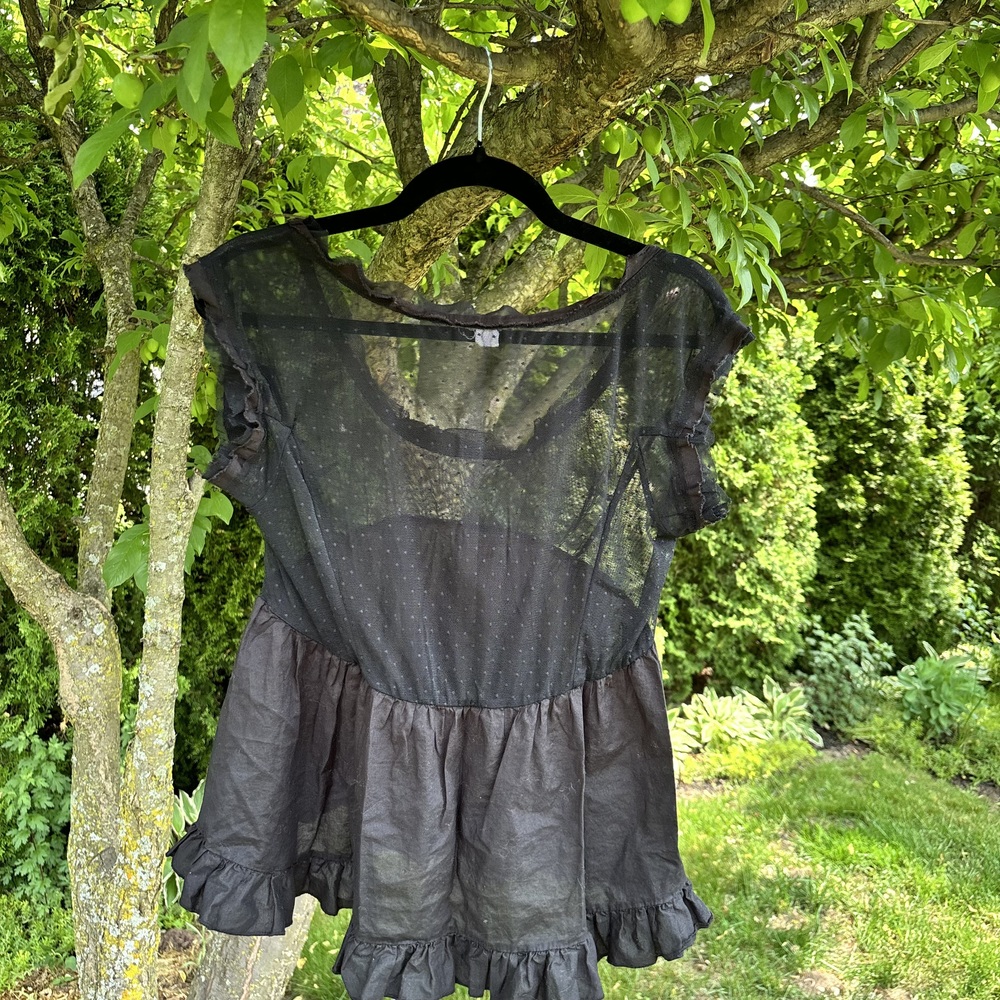 Black Sheer Peplum Blouse - Picture 3 of 5
